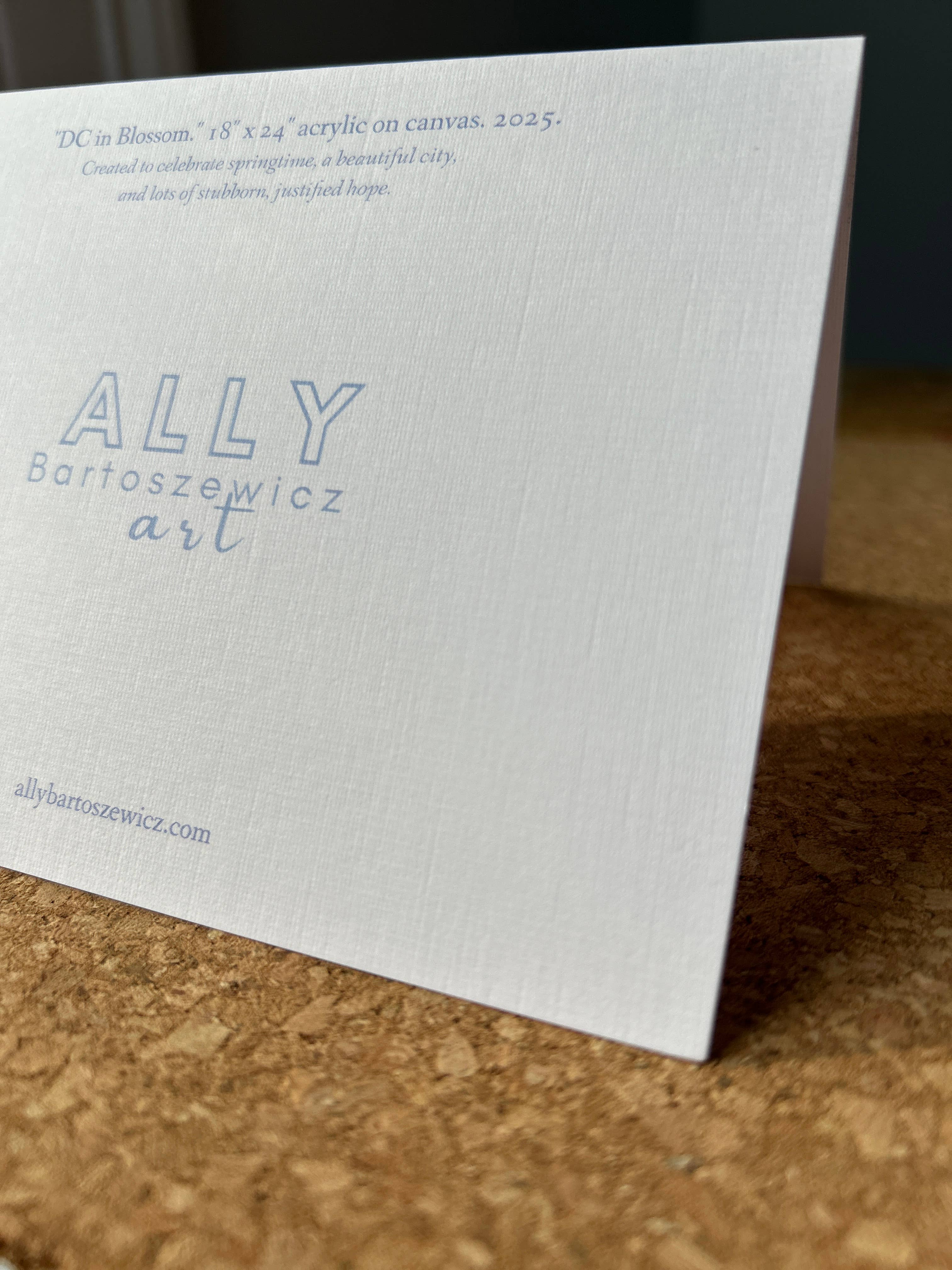 Ally Bartoszewicz Art - Wholesale Everyday Greeting Card - "DC in Blossom" folded greeting card , feat. cherry blossoms5