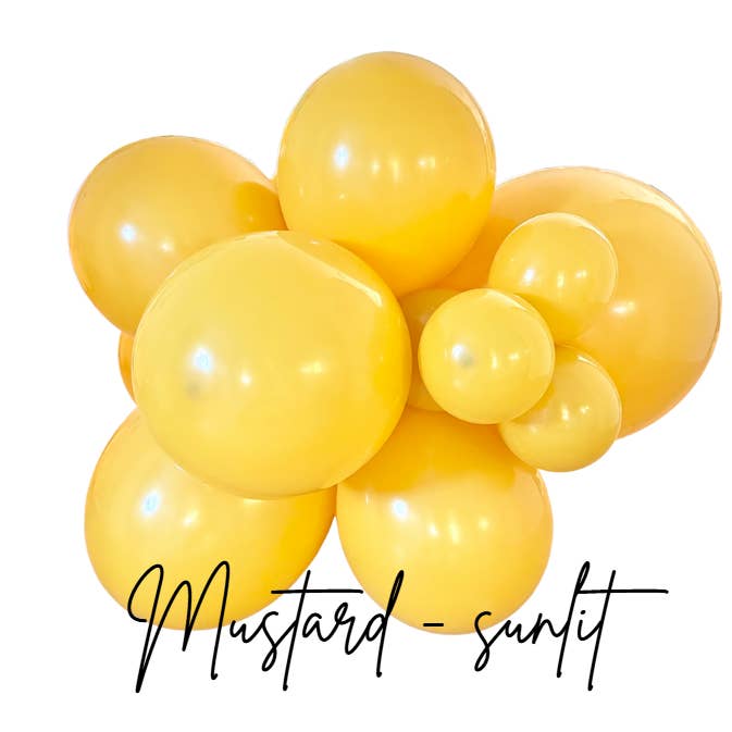 Premium Mustard Yellow Latex Balloon Cluster (5", 11” and 17") for wholesale by Ellie's Party Supply