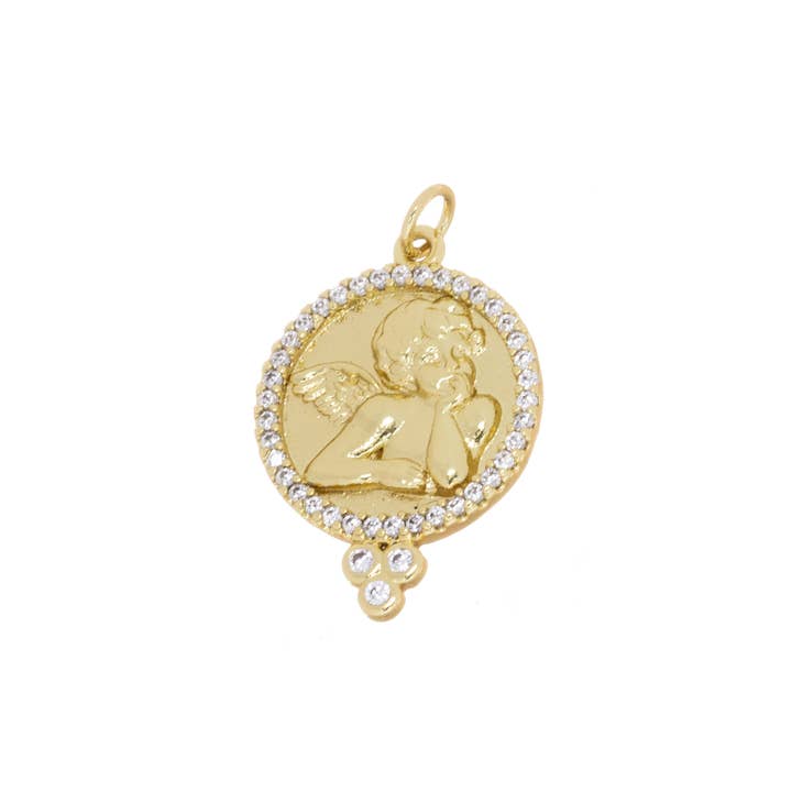 Cherub Angel Charm,CZ Coin Angel Charm CPG2815 for wholesale by Jewel Pledge