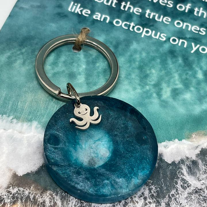 Oceana by Dreams in Driftwood - Wholesale Keychain - Unisex - Quirky friend keyring - Octopus quote