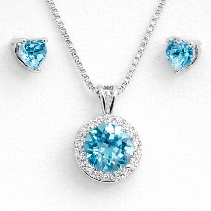 Conjunto romântico de jóias com coração doce em cristal Swarovski azul por atacado de Glimmering Handmade