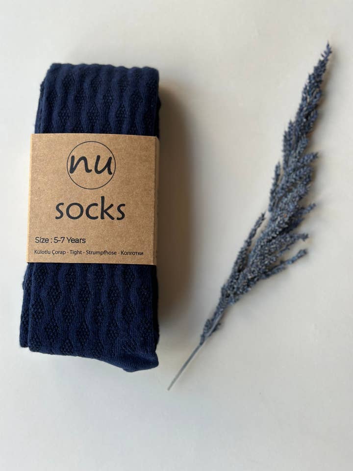 Medias y medias acanaladas de algodón azul marino para niños pequeños para venta al por mayor de Pabucun Nu