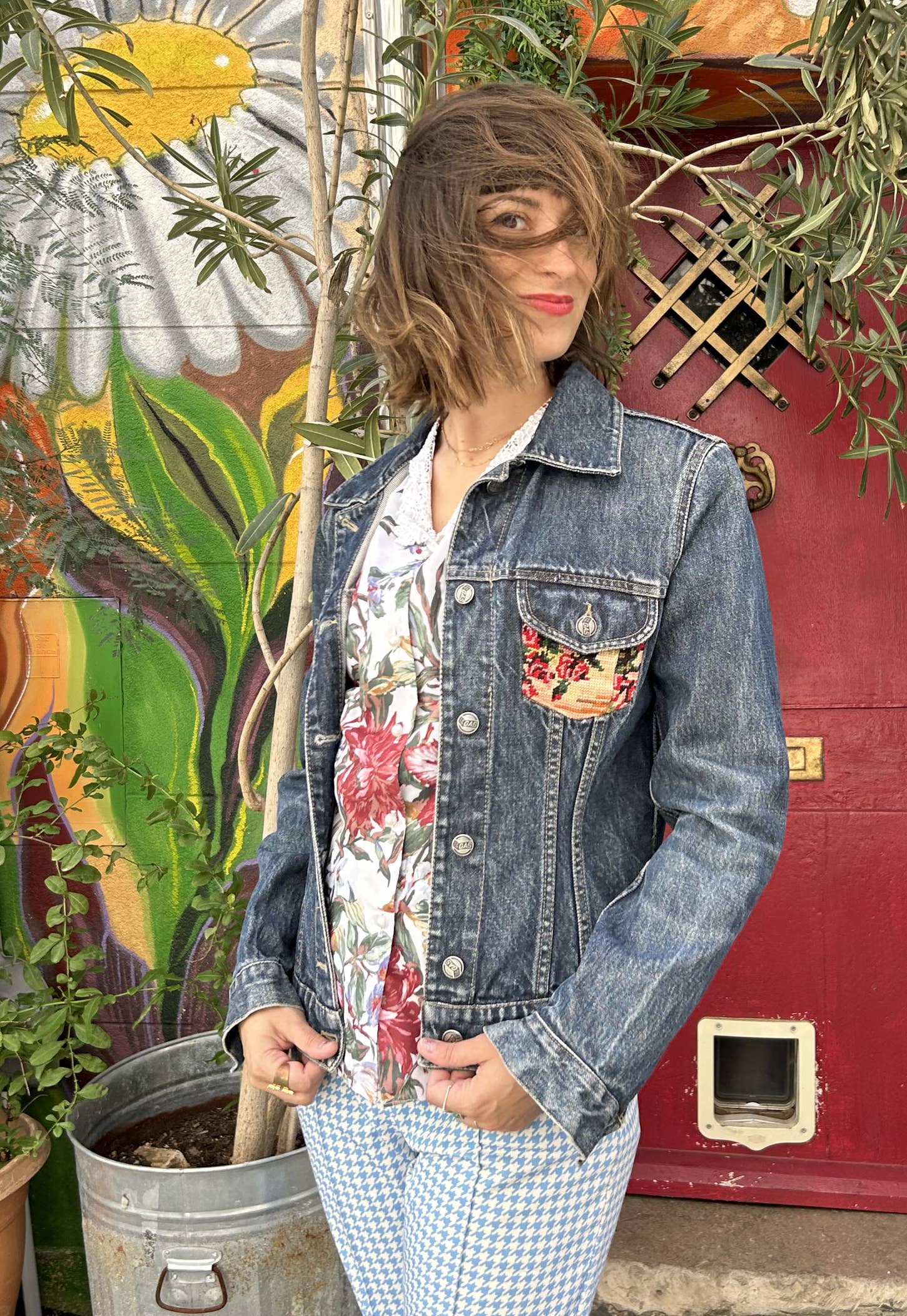 Frankie - Wholesale Denim Jacket - Women's - Upcycled denim jacket with vintage needlepoint3