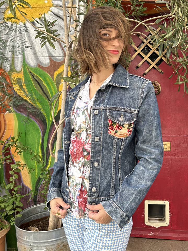 Frankie - Wholesale Denim Jacket - Women's - Upcycled denim jacket with vintage needlepoint3
