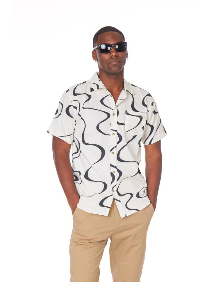 Hawk's Bay - Wholesale Button Down Shirt - Men's - Men's Woven Printed Short Sleeve Shirt