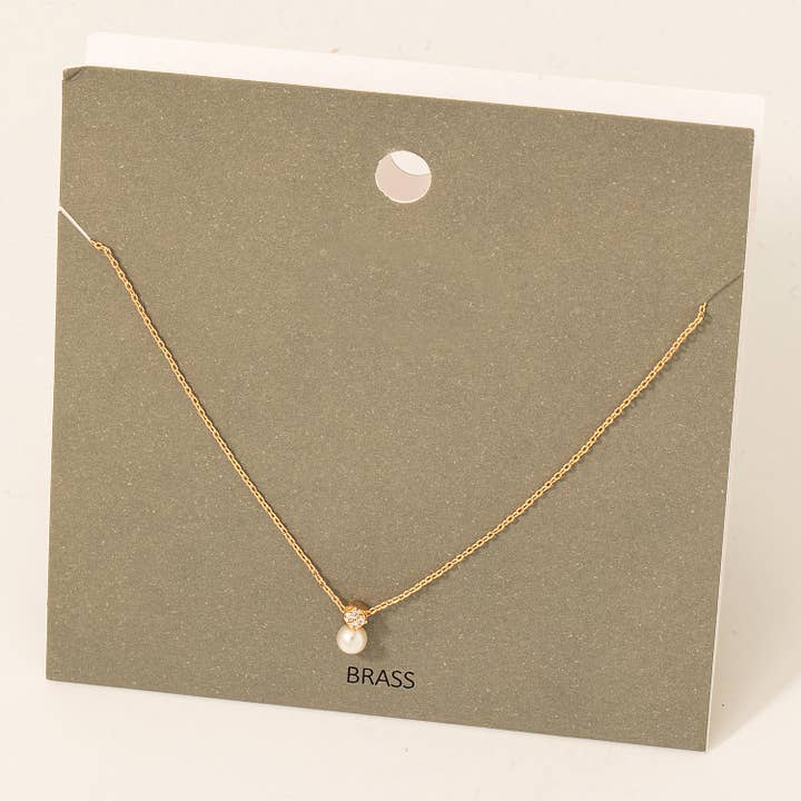 Fame Accessories - Wholesale Pendant/Charm Necklace - Pearl Charm Chain Link Necklace