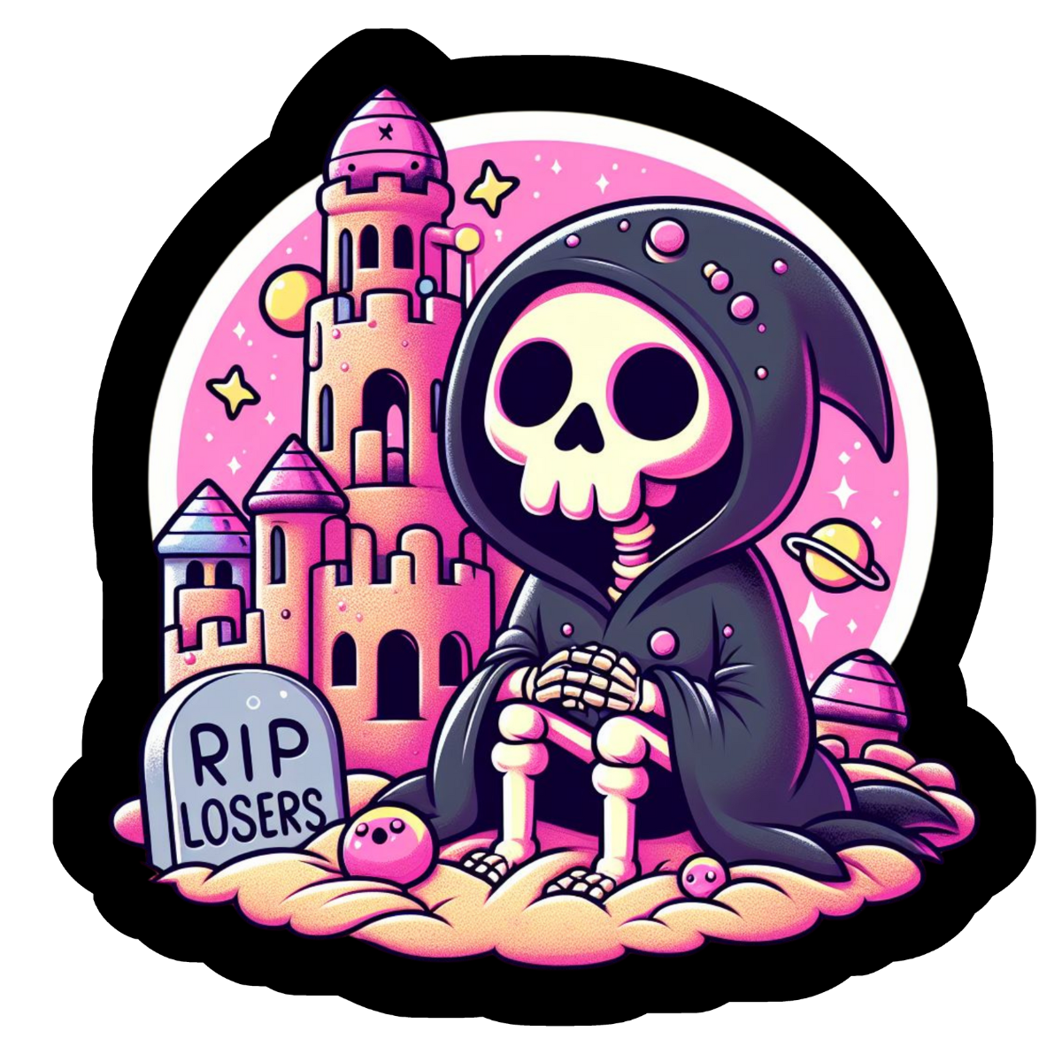 Stick to it creations - Vendita all'ingrosso Adesivo - Adesivo RIP loser skeleton (nero)0