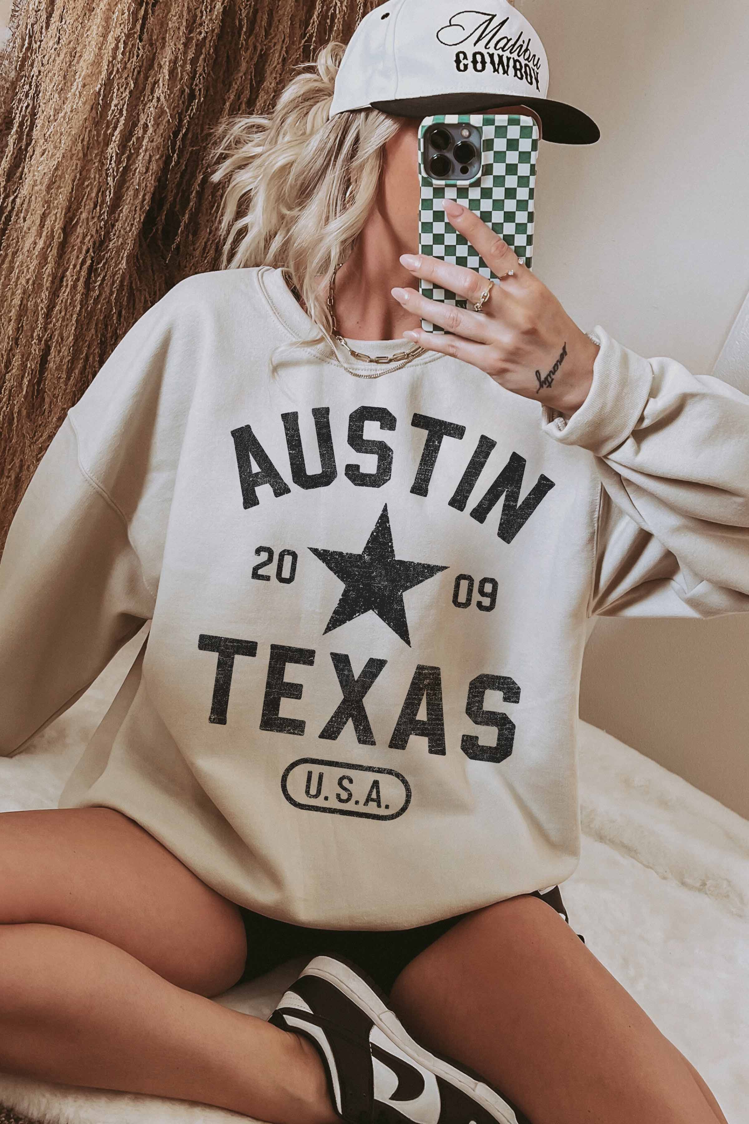 GOOD DAY STREET - Wholesale Grafisch sweatshirt - Dames - [G2370X-OSS]-AUSTIN TEXAS OVERSIZED SWEATSHIRT0