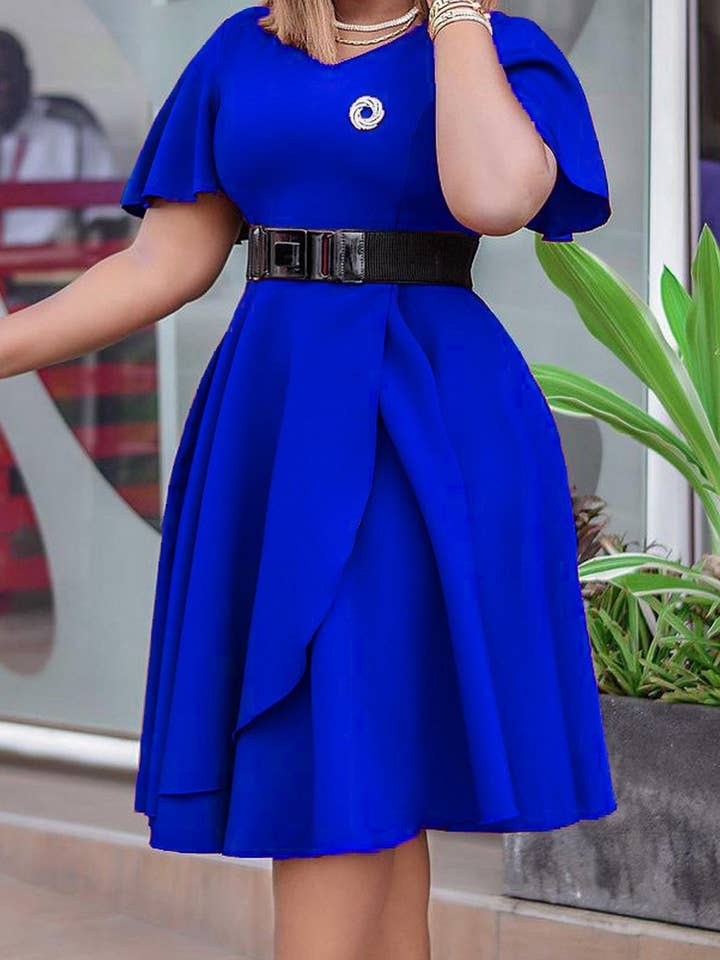 CWDSD3579_PLUS SIZE BELL SLEEVE SOLID COLOR MIDI DRESS for wholesale by NINEXIS