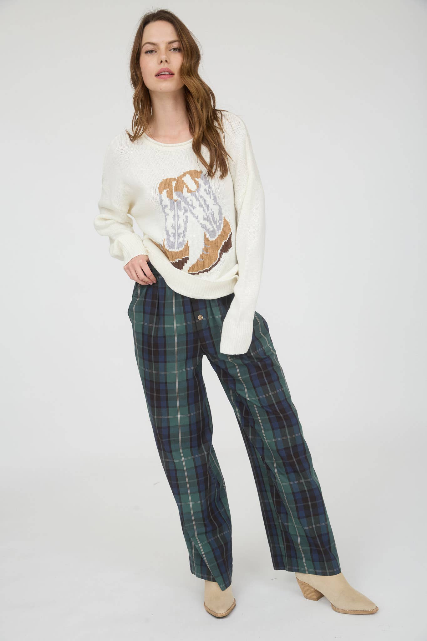 J.O.A - Wholesale Pants - Women's - PLAID ELASTIC WAIST LOUNGE PANTS6