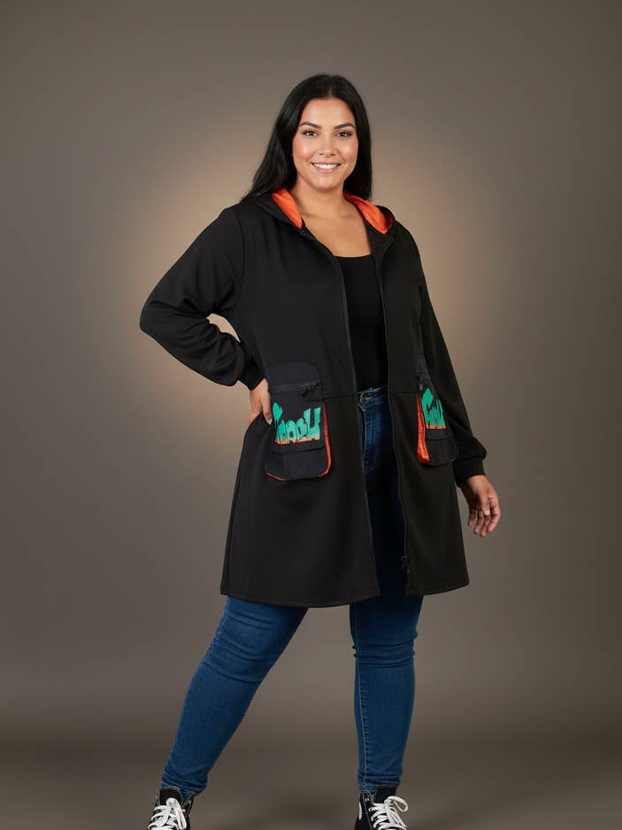 Manteau grande taille motif orange (C6619) pour la vente par Pomme Rouge Paris