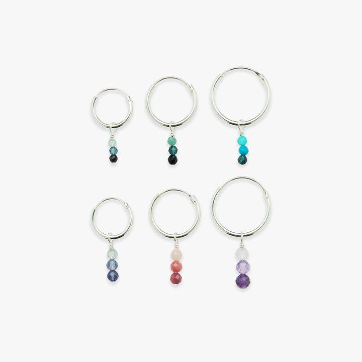 Pendiente plateado con piedras preciosas degradadas para venta al por mayor de Koi Atelier