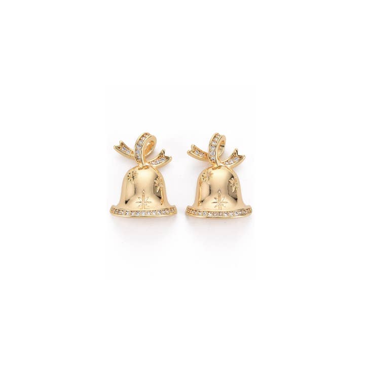 The Charm Bar Company - Wholesale Individual Charm/Pendant - Gold CZ Jingle Bell Charm0