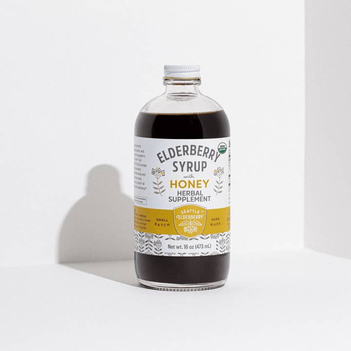 Organic Elderberry Syrup with Honey for wholesale by Seattle Elderberry