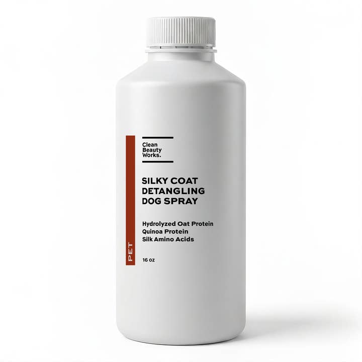 Silky Coat Detangling Dog Spray, Hydrolyzed Oat Protein & Silk Amino Acids for wholesale by Clean Beauty Works.