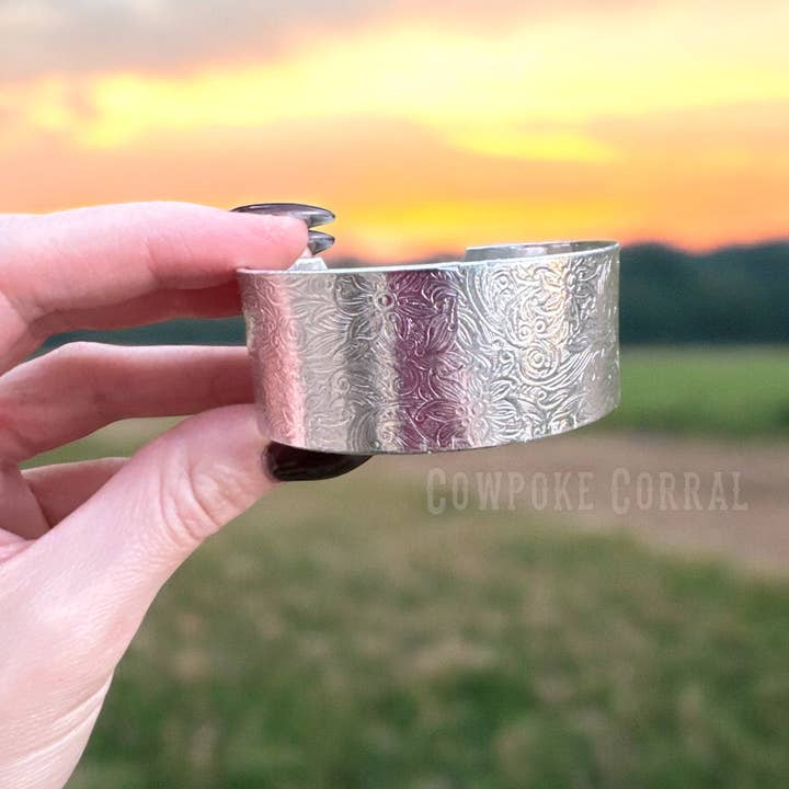Floral Embossed Wide Cuff for wholesale by Cowpoke Corral