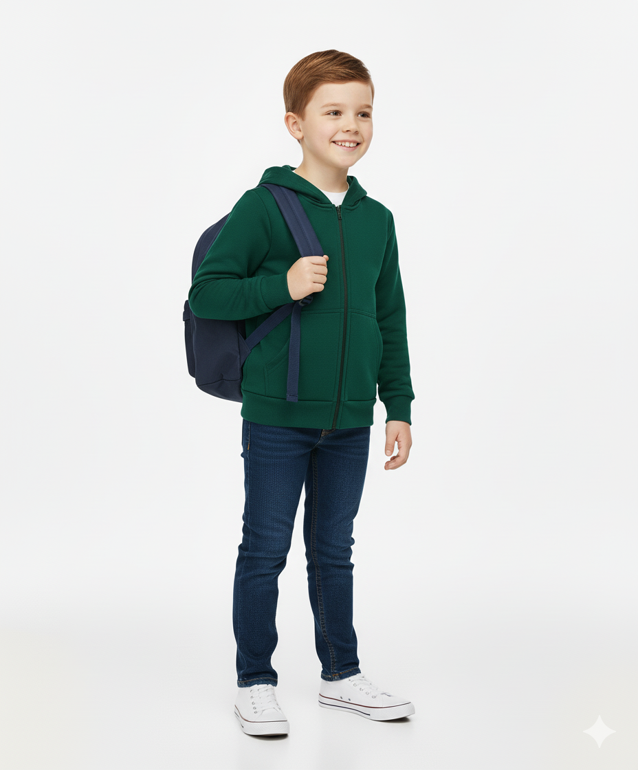 Unik Uniform Hoodie Zipper Jacket H. Green for wholesale on Faire4