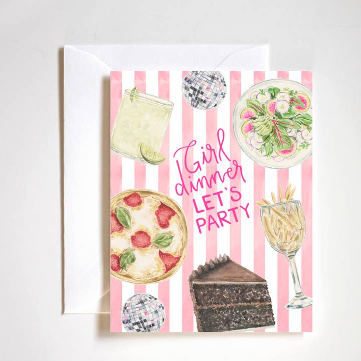 diner voor meisjes, laat feest, verjaardag, feestkaart voor wholesale door Stephanie Tara Stationery