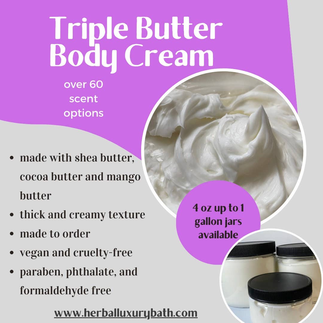 Herbal Love Creations- Luxury Bath and Body - Wholesale Body Balm/Butter - 1 gallon Triple Butter Body Cream Package, label, and resell6
