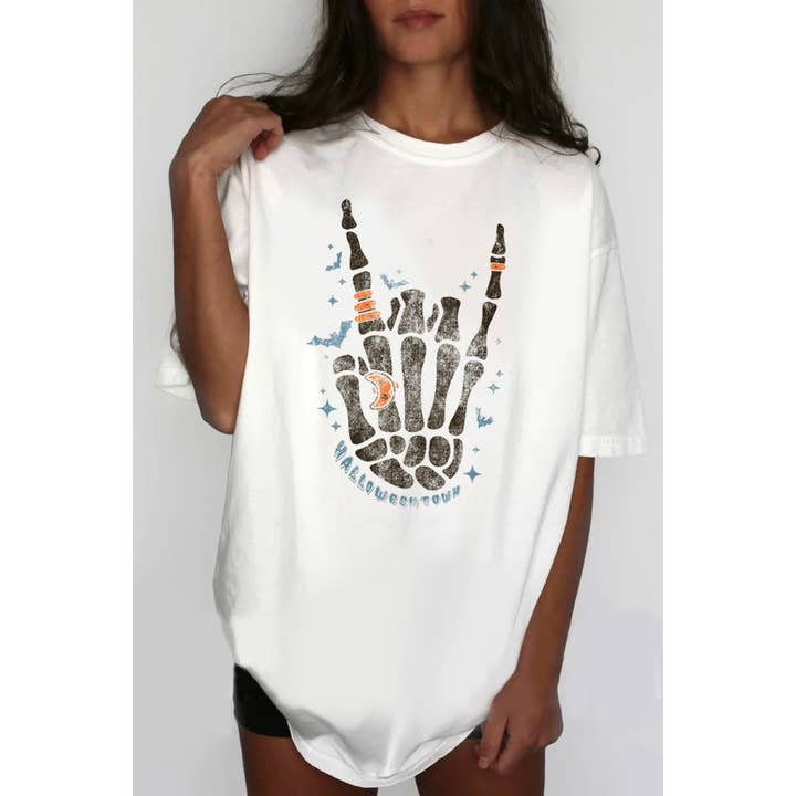 HRTandLUV - Wholesale Screen Printed T-Shirt - Women's - SKELETON HAND OVERSIZED MINERAL GRAPHIC TEE5