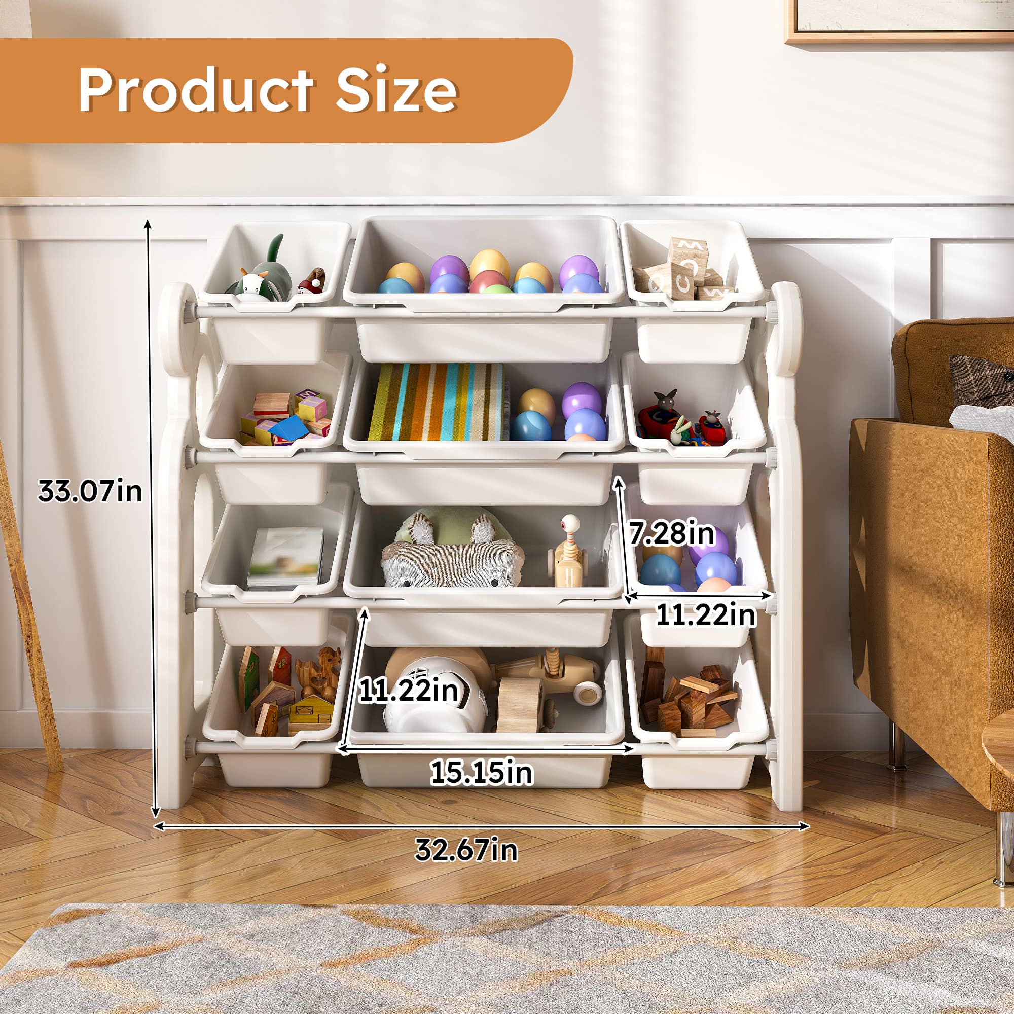39F Inc. - Wholesale Toy Storage Box - Kids & Baby - Kids Toy Storage Organizer HDPE Shelf and 12 Bins Playroom3