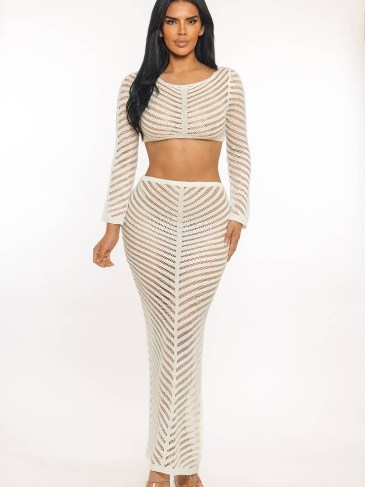 HCCTDW33387 & 2PC CROPPED LONG SLEEVED &MAXI CASUAL SET for wholesale by BANJUL