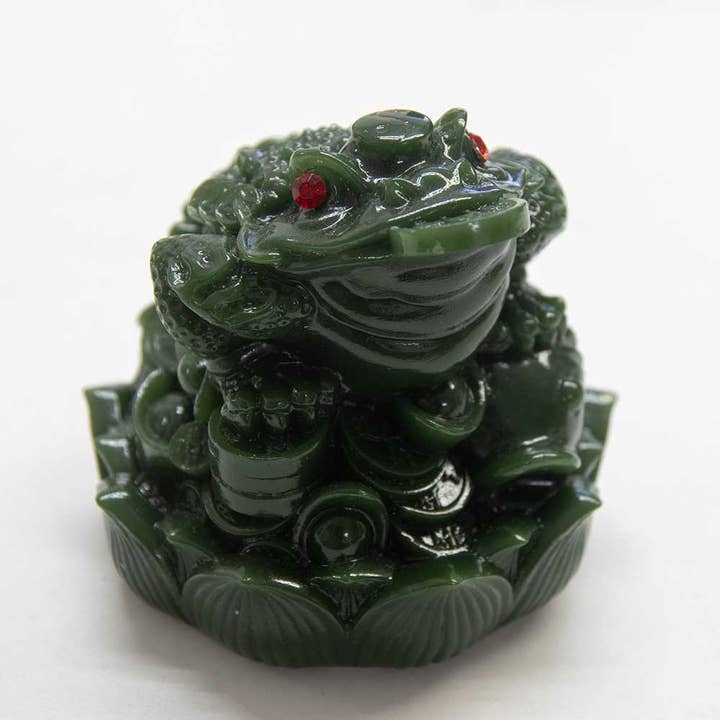 Kheops International - Wholesale Decorative Figurine - Polyresin Feng Shui Figurine Money Toad - Jade (Each)