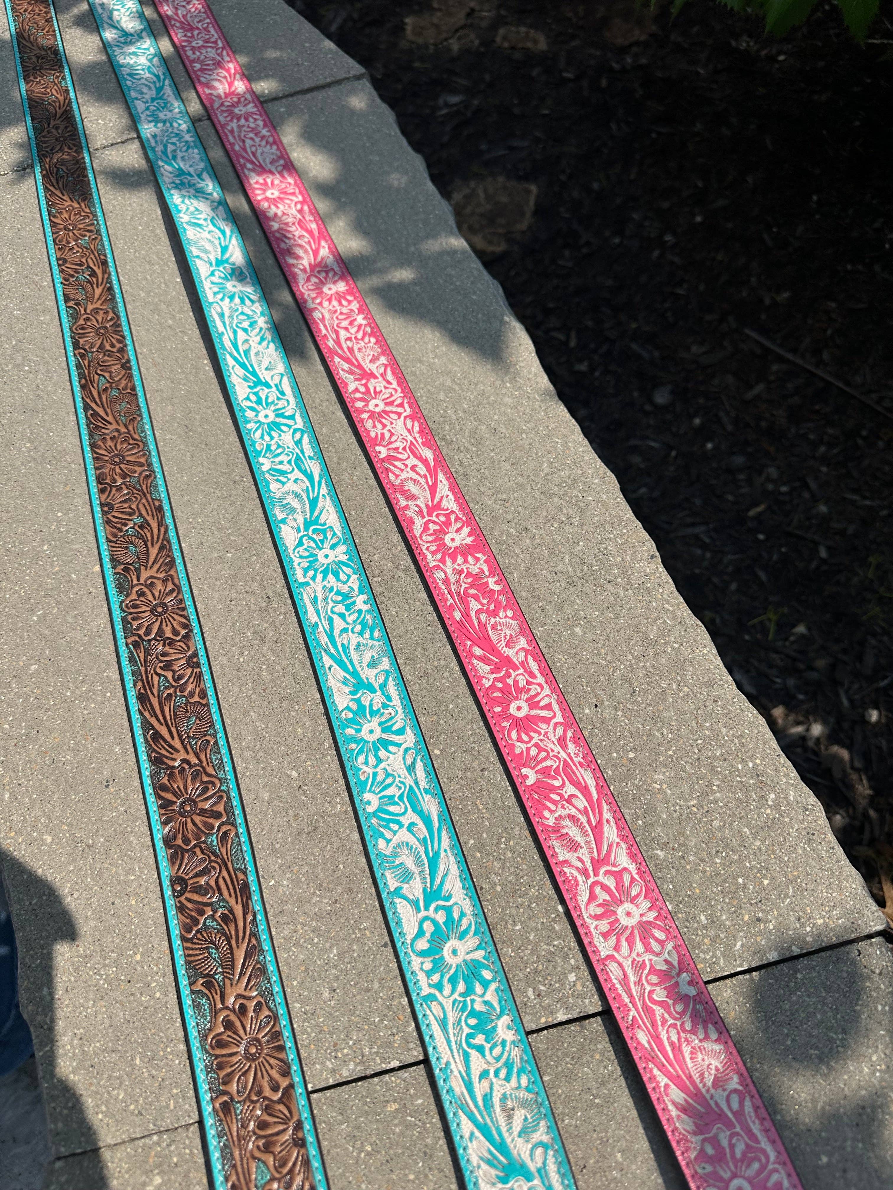 BDN Boutique - Wholesale Belt - Women's - Hand Tooled Genuine Leather Wide Rounded Buckles Belt *3colors6