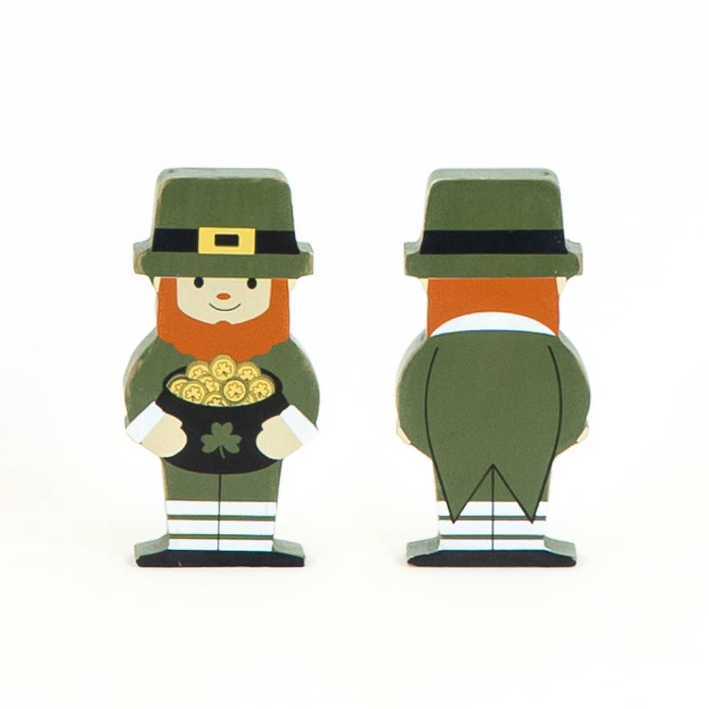 Devanie At Home (Formerly Adams & Co.) - Wholesale Decorative Tabletop Object - 20114 - 2.5x5x1 chunky wood (LEPRECHAUN) St Patrick's Day1