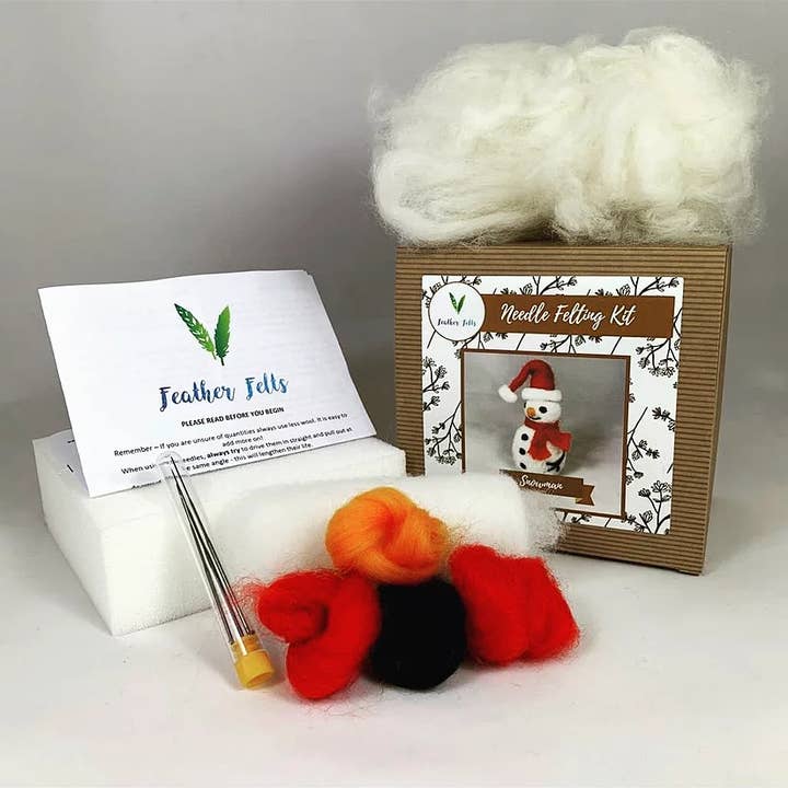 Feather Felts - Wholesale Craft Sewing Kit - Snowman - Needle Felting Kit