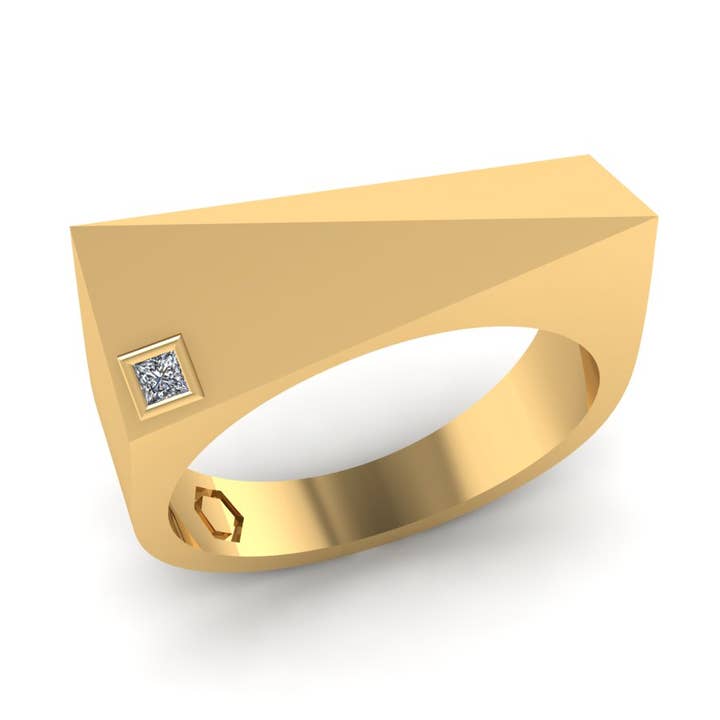 Thin Flex Ring with Square Lab Grown Diamond - Yellow Gold for wholesale by Studio Cier