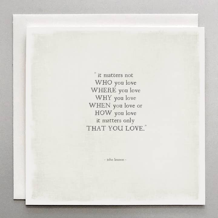 John Lennon Quote - It Matters Card for wholesale by Susan Case Designs