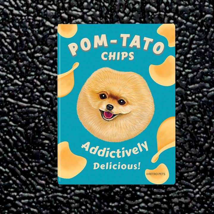 Retro Pets - Wholesale Magnet - MHP-144 Magnet 4-pack, Pomeranian "Pom-Tato Chips"