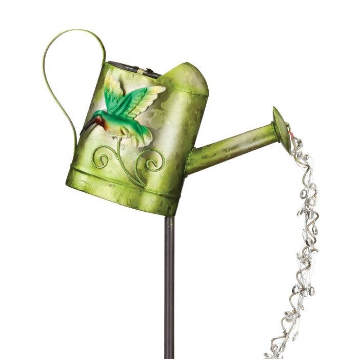 Regal Art & Gift - Wholesale Garden/Lawn Stake - Watering Can Solar Stake - Hummingbird