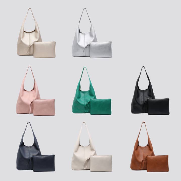 House of Milano – wholesale Shoulder bag – women's – Leather Look Slouch Bag - Bag in a Bag Set - # 33498