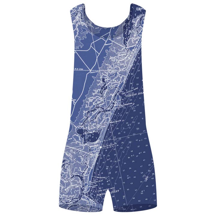 Nautical/ New Jersey I Bathing Suit Pillow Blue for wholesale by Ox Bow Decor