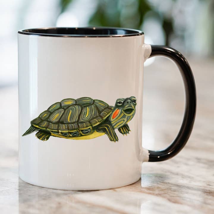 Keramisk kaffekrus med rødøret terrapin for engroshandel hos MerikaArt