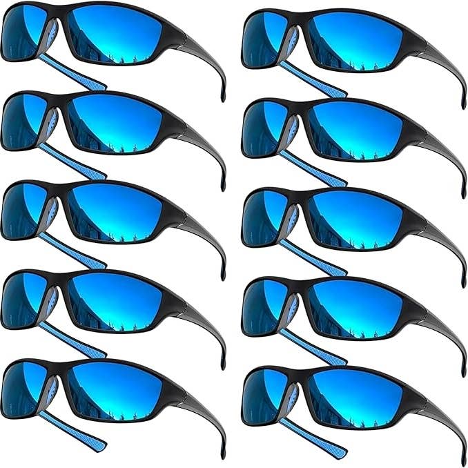 grinderPUNCH Sport Polarized Sunglasses for Men & Women Baseball Running Cycling Fishing Golf Driving Shades Sun Glasses (10 Pack Blue) for wholesale by grinderPUNCH