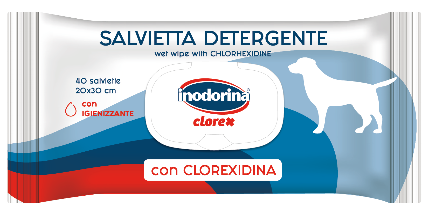 Inodorina - Venta al por mayor Artículo de aseo para mascotas - Perros - Inodorina Clorex Wipe 40pieza (s)0