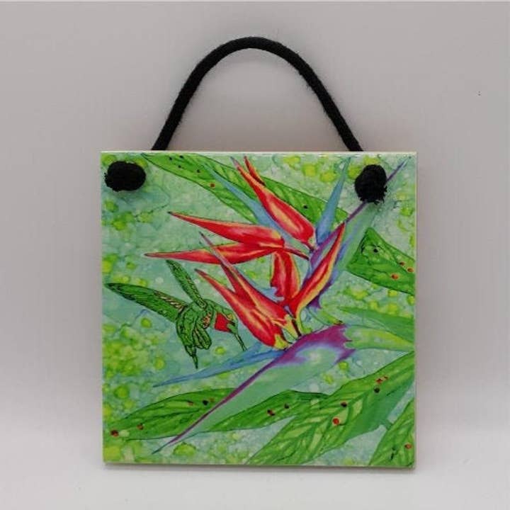 Azulejo de cerâmica de beija-flor tropical por atacado de Florida Vibes Art / Mungo Key Designs
