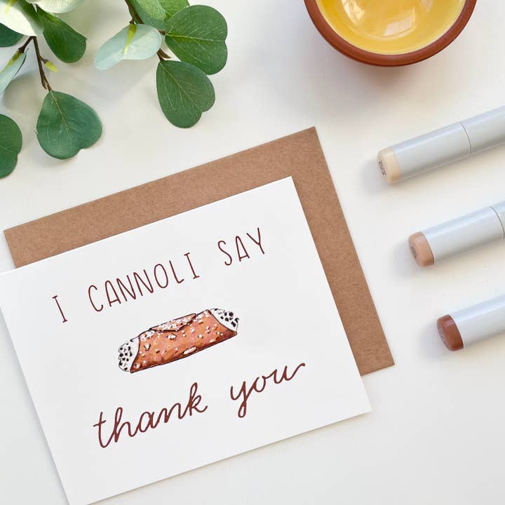 I Cannoli Say Thank You | Hand Illustrated Greeting Card for wholesale by D. Prince Designs