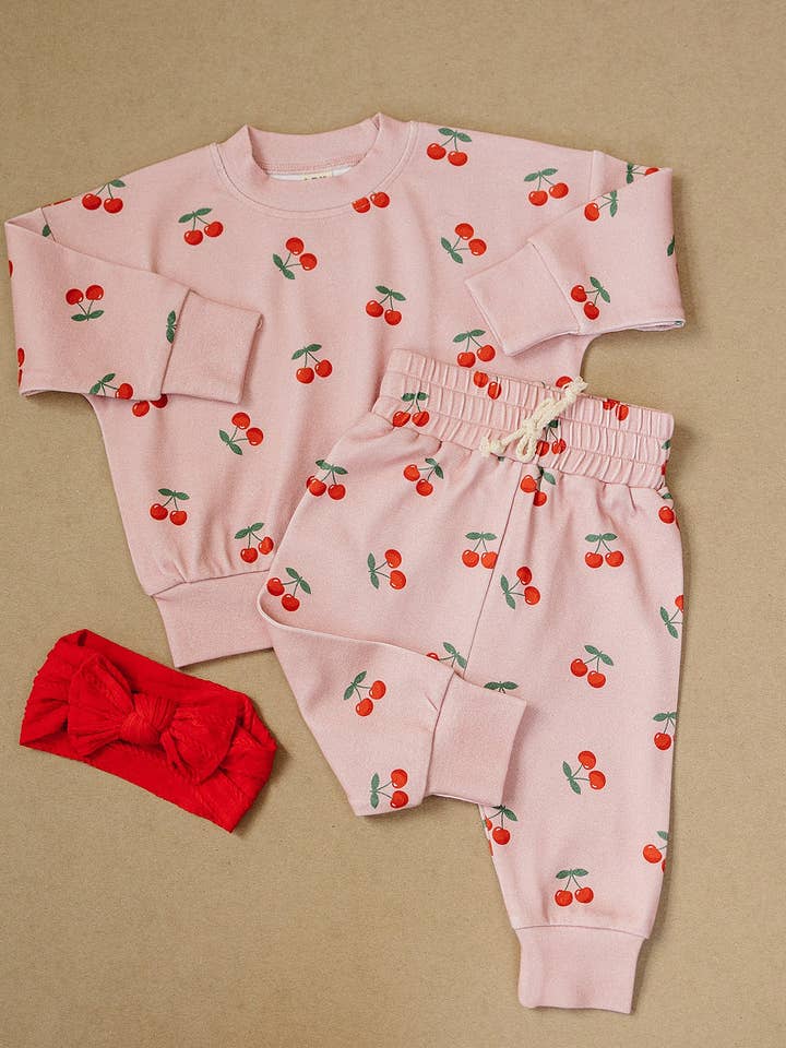Jogger Set | Blush & Cherry for wholesale by Lucky Panda Kids