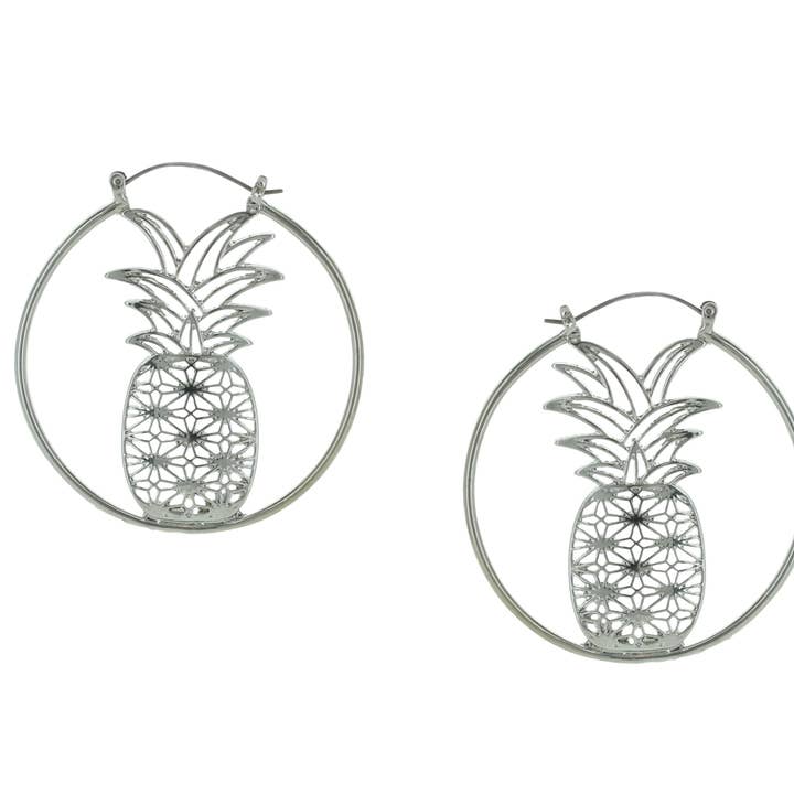 Andrea Pineapple Hoop Earrings for wholesale by Olivia Welles