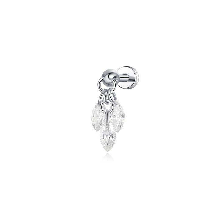 Puce d'oreille pendante triple marquise en diamant | Radiant Drift pour la vente par LTM Jewels