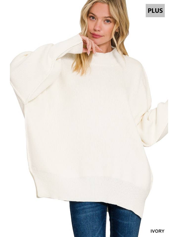 Vanilla Monkey - Wholesale Knit Sweater - Women's - Plus Side Slit Oversized Sweater8