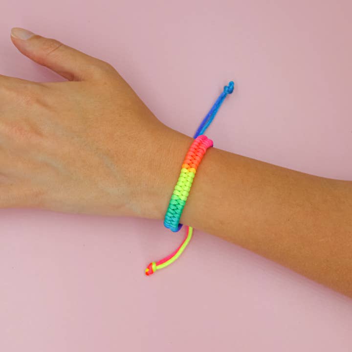 Natalia - Wholesale Woven/Braided Bracelet - Hand Braided Adjustable Rainbow Tie Dye Bracelet-PC