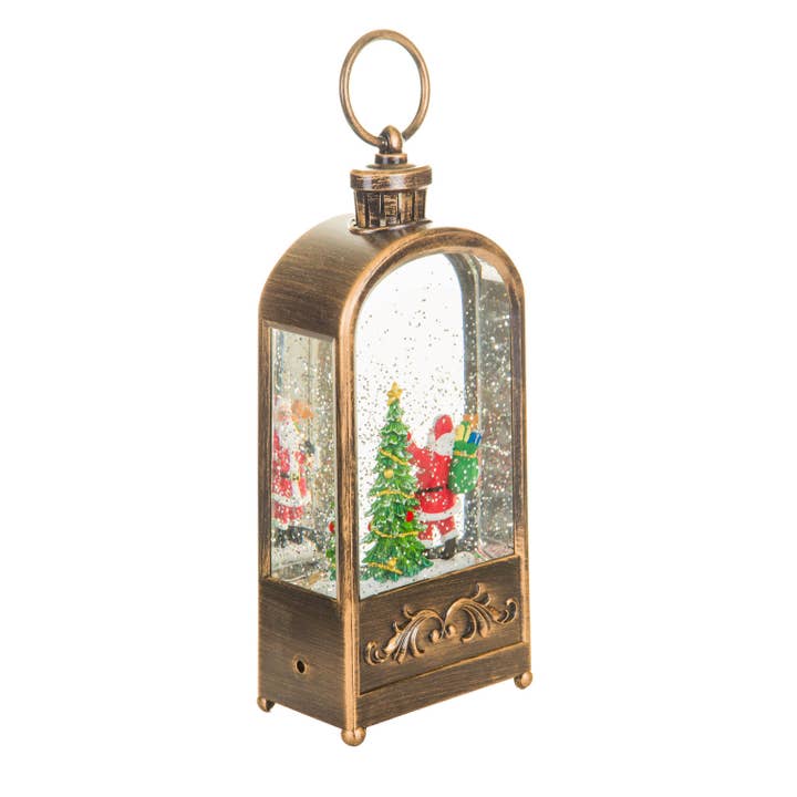 Starlight Collection – wholesale Snow globe – Brown LED Lantern Snow Globe with Swirling Glitter