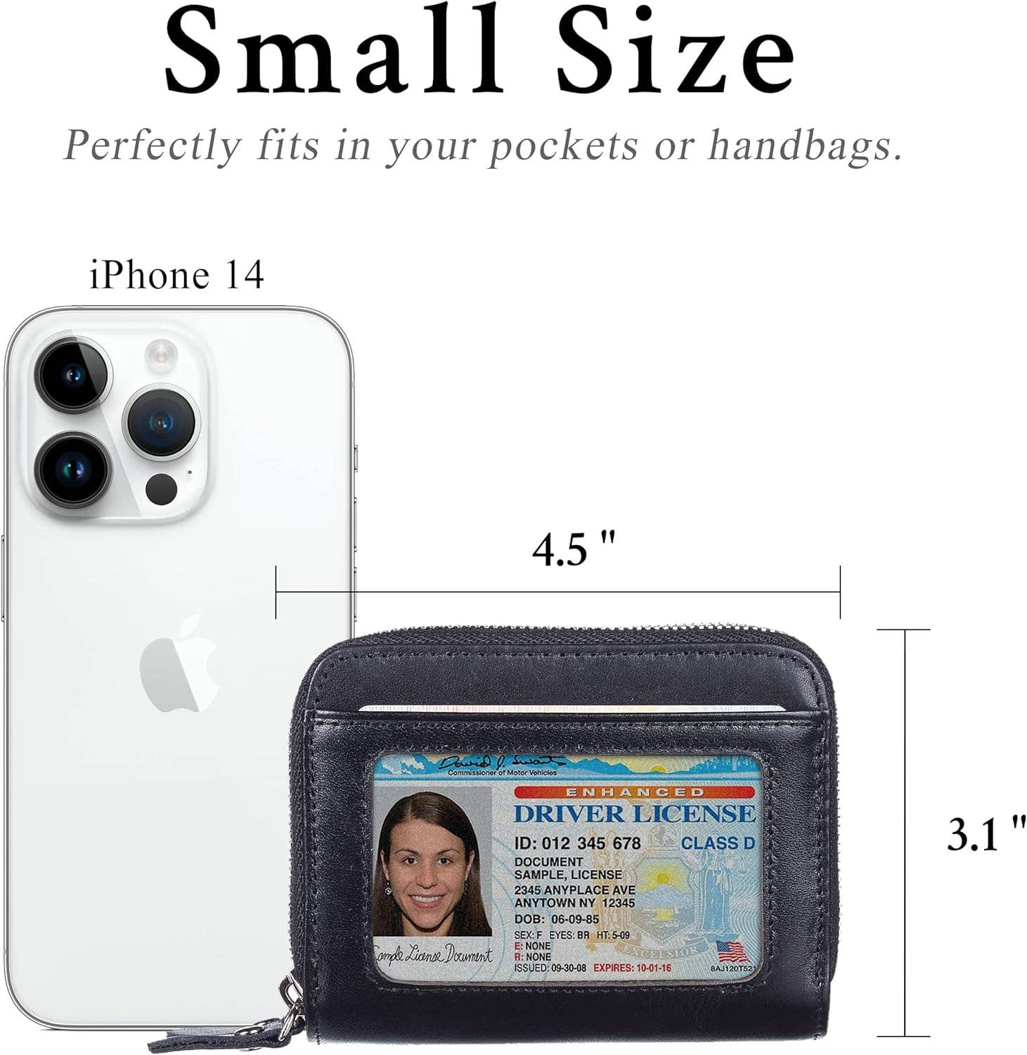 American Leather Goods - Wholesale Wallet - Women's - Leather Credit Card Holder with Zipper, Wallet for Women4