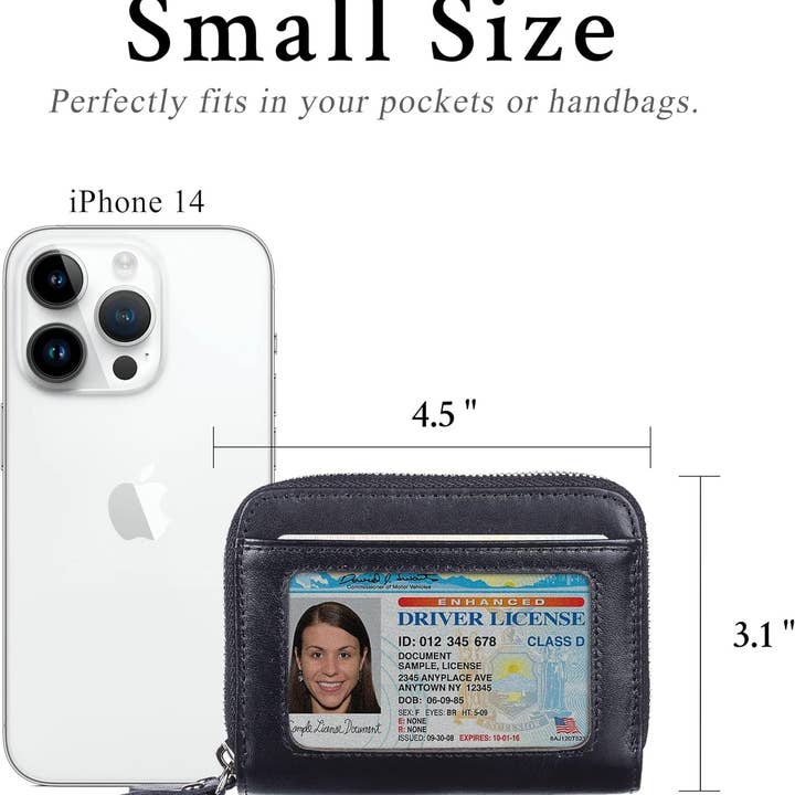 American Leather Goods - Wholesale Wallet - Women's - Leather Credit Card Holder with Zipper, Wallet for Women4