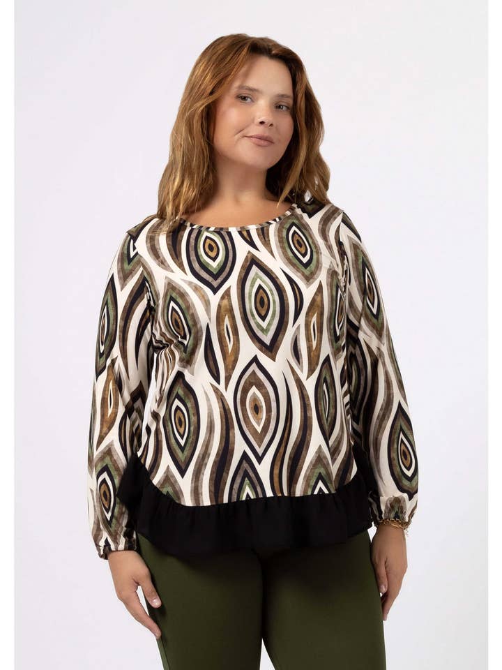 251124 - Tunica in maglia stampata Collezione Autunno Inverno Taglie Forti per la vendita all'ingrosso da parte di Teresa Cardoso Oliveira